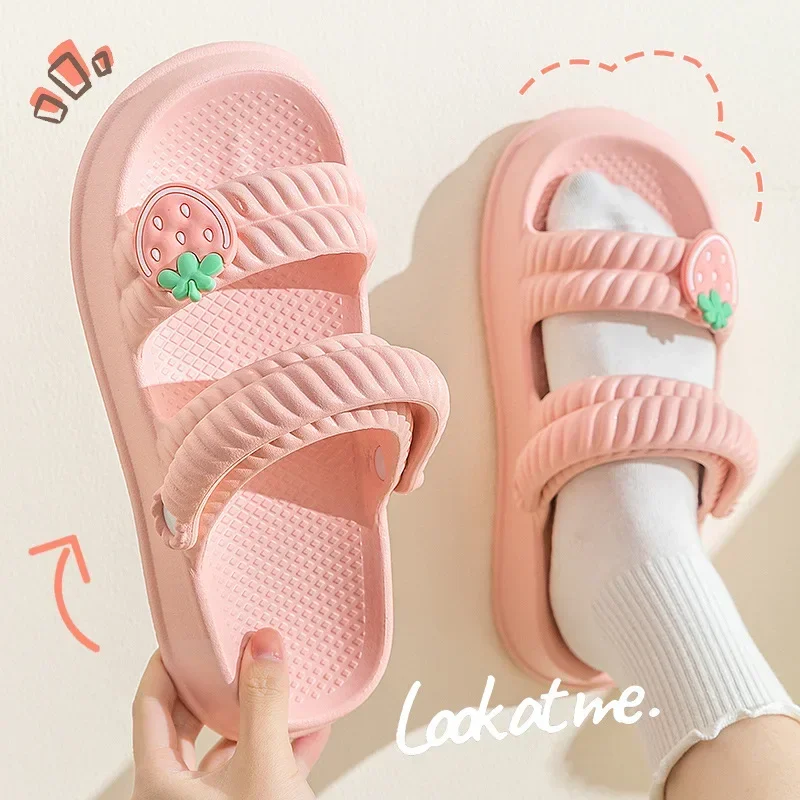 Women House Slipper Sandals Strawberry Fruit Cute Cloud Summer Flip Flops Beach Slides Home Casual Cherry Clog Shoes Flat Female