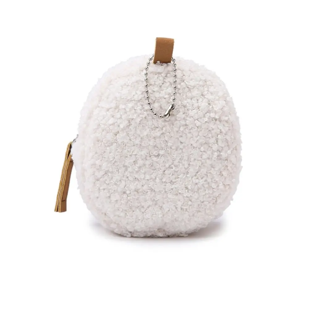 Portable Pendant Coin Purse Keychain Lamb Wool Fleece Small Makeup Bag Jewelry Packing Bag Korean Style Earphone Bag Students