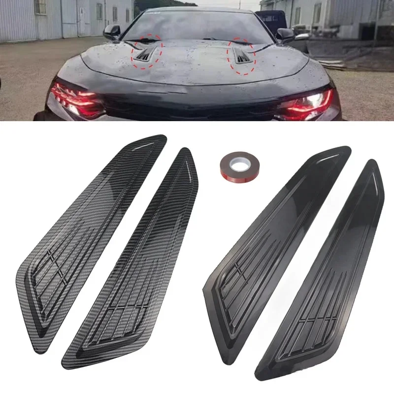 2pcs Car Decorative Front Hood Vent Covers Universal Fender Side Vent Cover, Decorative Air Outlet Scoop, Auto Exterior Accessor