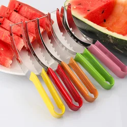 Stainless Steel Watermelon Slicer Non-slip Cutter Melon Cutter Plastic Wrap Handle Not Hurt Hands Fruit Cutting Tool Summer