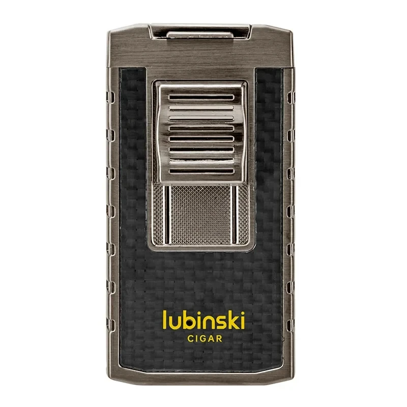 LUBINSKI Outdoor Metal Cigar Turbo Lighter Portable Blue Double Flame Torch Jet Butane Gas Windproof Lighter Men\'s High-End Gift