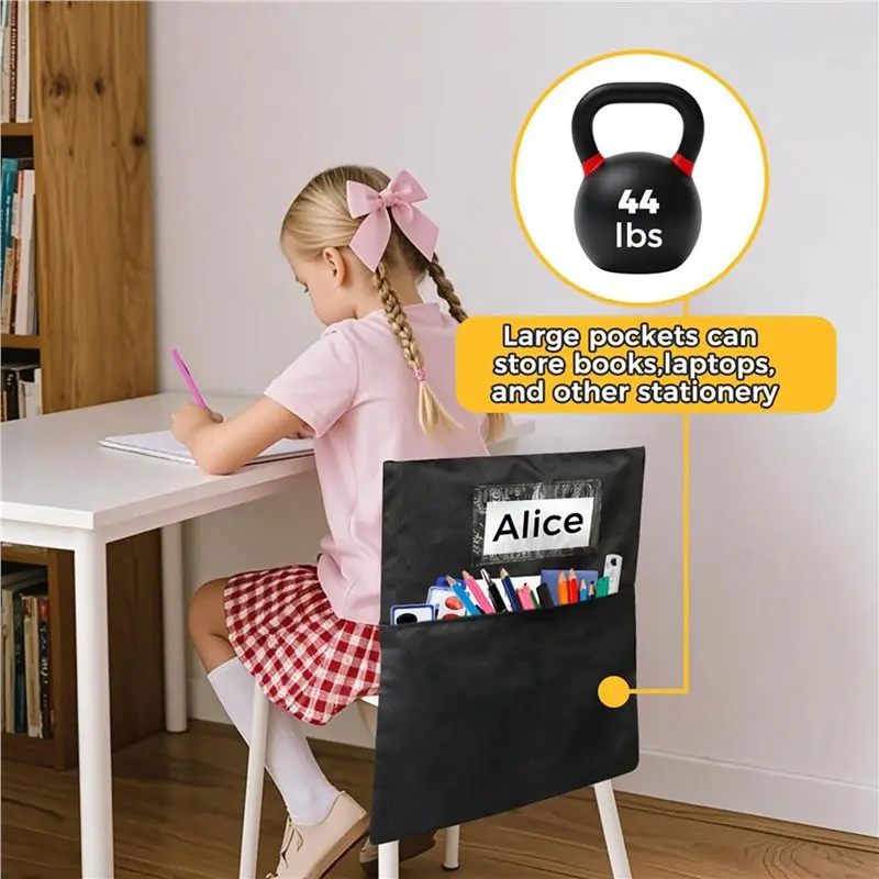 60 Pack Chair Pockets For Classrooms -Seat Sacks Organizer For K-2 Students, Fabric Storage Pockets For School Supplies