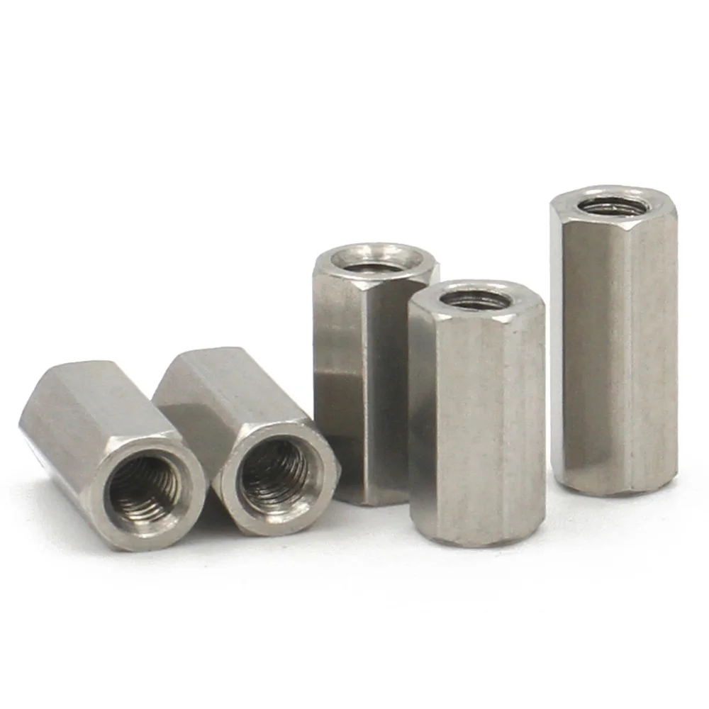 2-10pcs M2 M2.5 M3 M4 M5 M6 M8 M10 M12 304 Stainless Steel Hexagonal Coupling Nuts Double-End Spacer Standoff Extended Hex Nut