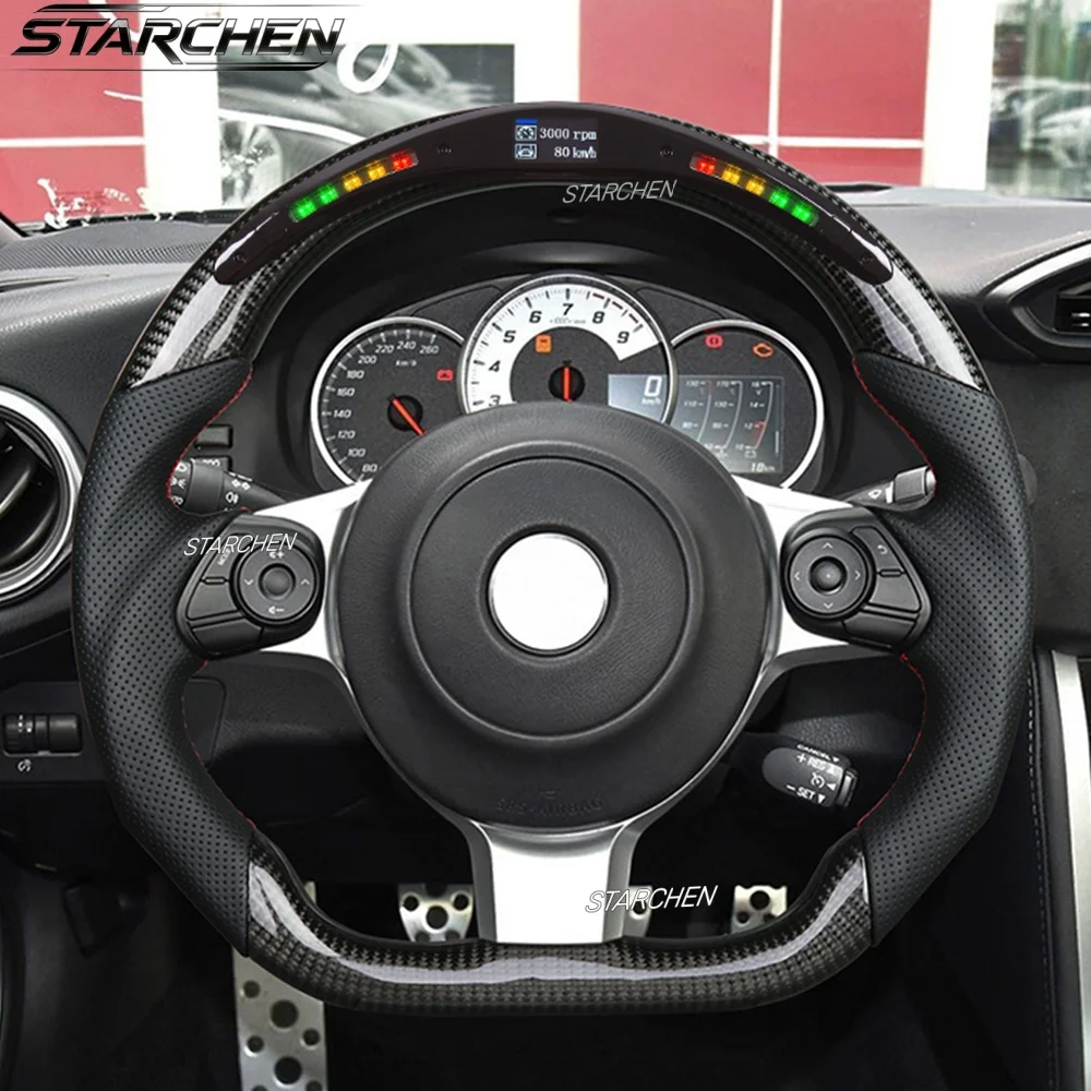 LED Real Carbon Fiber Steering Wheel for Toyota Toyota Gr 86 Gr86 /Subaru Brz 2017-2026 with LED Shift Indicator (Non-heated)