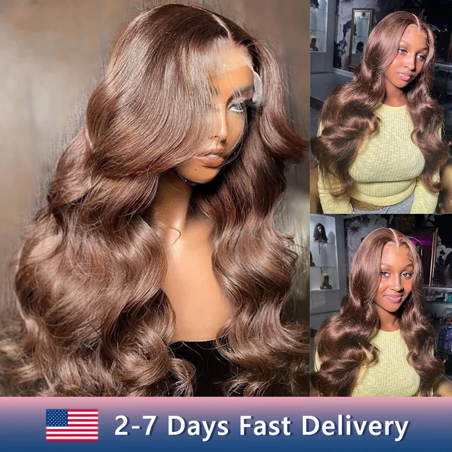 200 Density Hd Transparent Lace Frontal Wigs Human Hair With Baby Hair Chocolate Brown Cheap Human Hair Wigs For Women