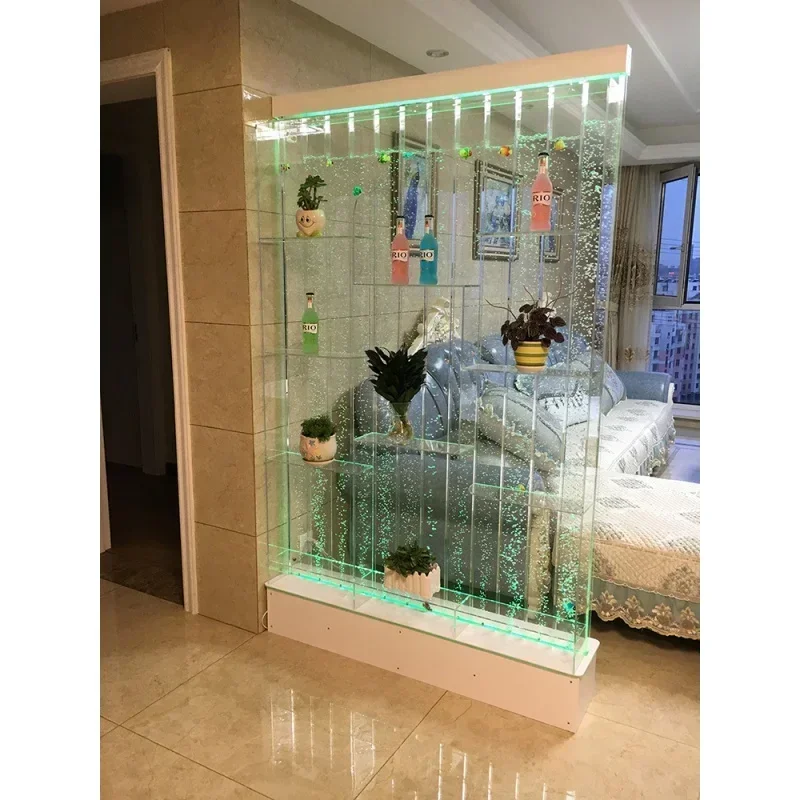 Custom, home wine bar cabinet furniture colorful acrylic water bubble wall led wine cabinet
