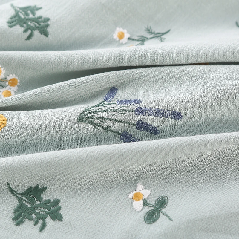 High quality linen rayon fabric Mori floret embroidery tecido Spring and autumn custom clothing skirt shirt materiale