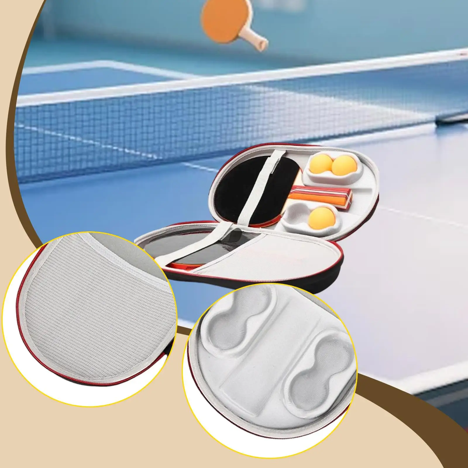 Portable Table Tennis Racket Carry Case Oxford Fabric Bag for Paddles and Balls Large Capacity Mesh Compartment Anti Scratch