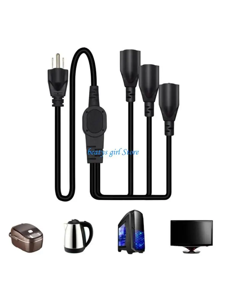 

C7AB Power Extension Cord, US NEMA 5-15P Male to 3x 5-15R Female Adapters Connectors