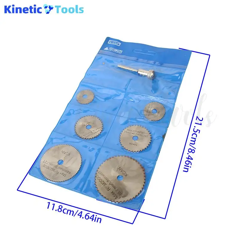 6 Sägeblätter + 1 Hs Runddreh-Scheibenspindel aus Schnellarbeitsstahl, geeignet für Holzsägen