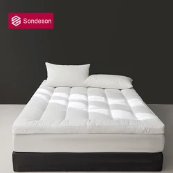 Sondeson White Mattress Topper Queen King Mattress Pad Pocket Soft Down Alternative Fill Mattress Protector Top Mattress Cover