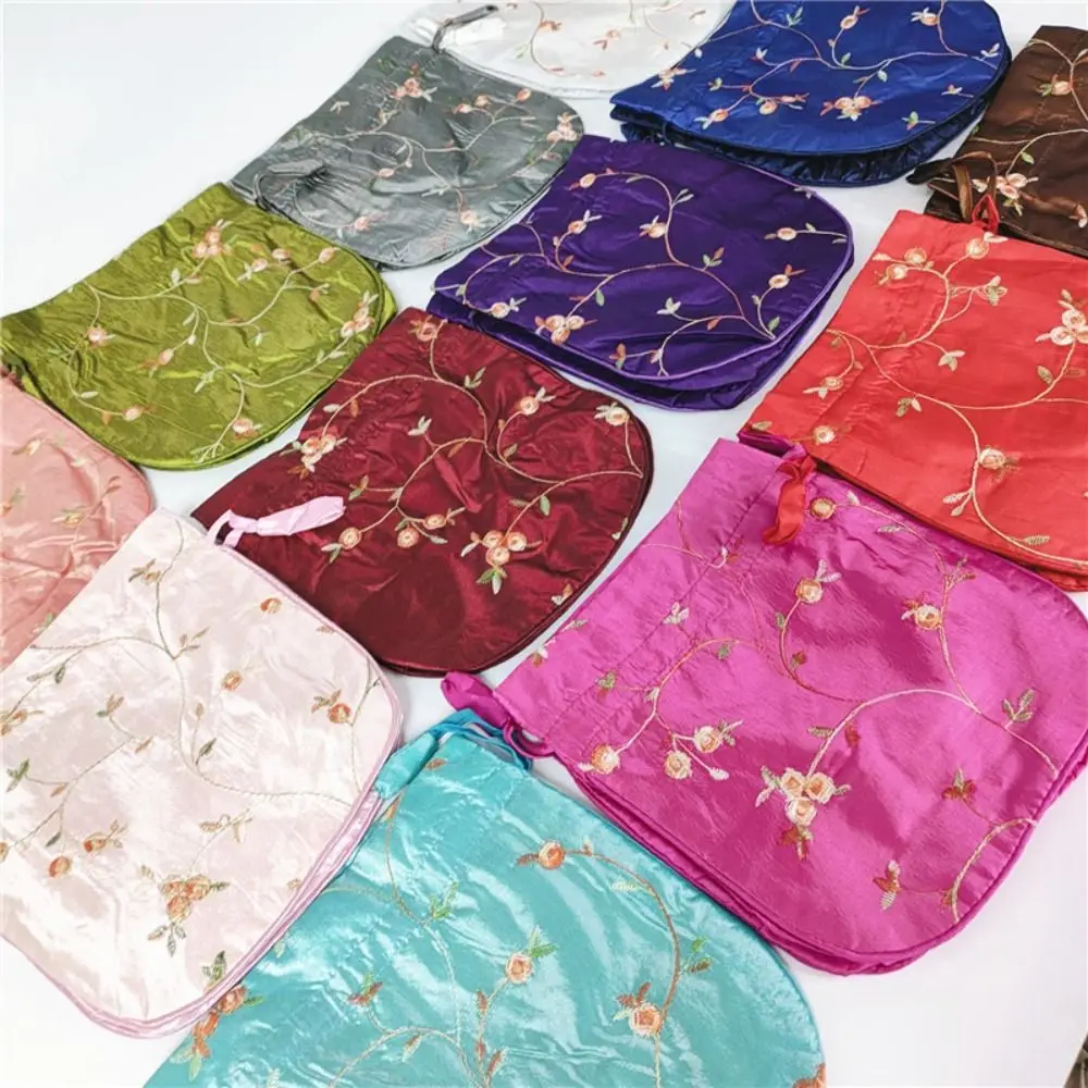 Elegant Embroidered Flower Women Flower Handbags Handmade Ethnic Style Small Bucket Bag Top Handle Purse Cosmetic Handbag Women view 3