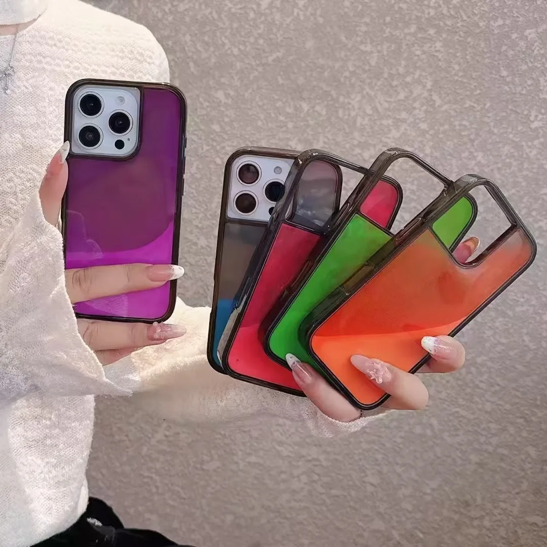 Luminous Quicksand Case for iPhone 16 15 14 13 12 Pro Max Plus Cover Glow in Dark Liquid Shiny Sparkles Shockproof Shell Fundas