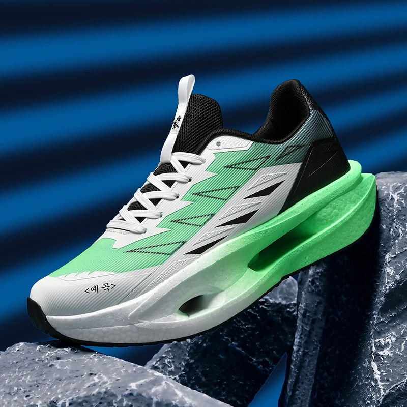 Men Lightweight Racing Running Shoes Cushioning Sneakers Breathable Wear Resistant Outdoor Trail Sports Footwear Athletic Shoes