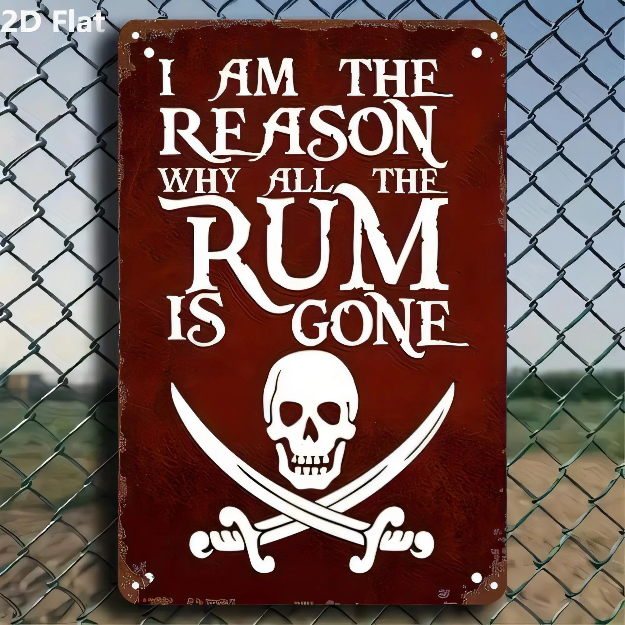 Tin Sign I Am The Reason Why All The Rum Is Gone Pirate Skull Crossbones Metal Plaque Vintage Bar Pub Man Cave Wall Decor Hangin