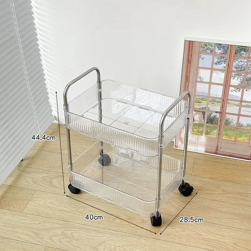 New acrylic transparent trolley with wheels, bathroom, bathroom, shelf, living room, Nordic style floor storage rack