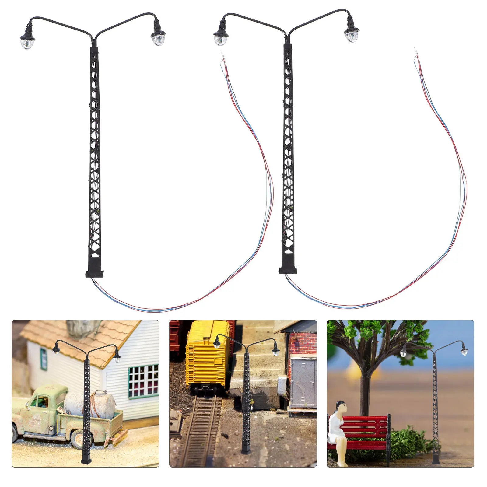 

2Pcs Mini Railroad Train Signal Light Lamp Sand Table Scene Decoration Mini House Traffic Lamp Train Signal Light Model