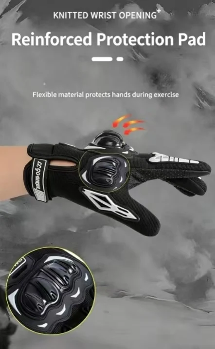 Motorcycle Riding Gloves Full Finger Touch Screen Anti‑fall Shock‑Absorbing Protective Gloves for Motorbike Cycling Racing Men W