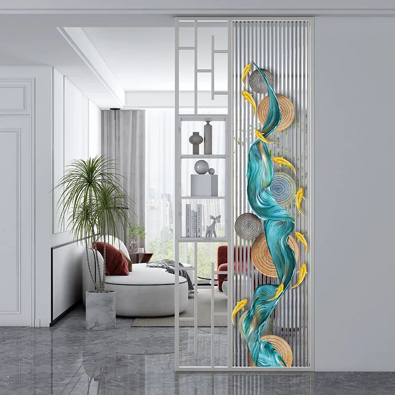 New light luxury art painting Changhong glass screen, partition entry, living room entrance bathroom, dry area half wall cream