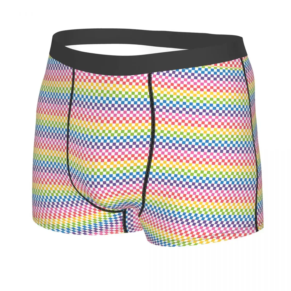 Custom Rainbow Squares Pattern Checkered Flag Underwear Male Print Boxer Shorts Panties Briefs Breathable Underpants