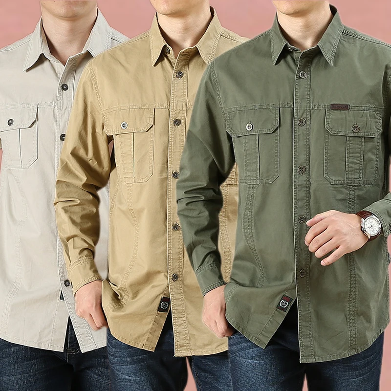 

Американская рабочая одежда в стиле ретро Long Sve Cotton irt, мужская свободная повседневная верхняя одежда большого размера, осенняя мода Ci Youth Sle