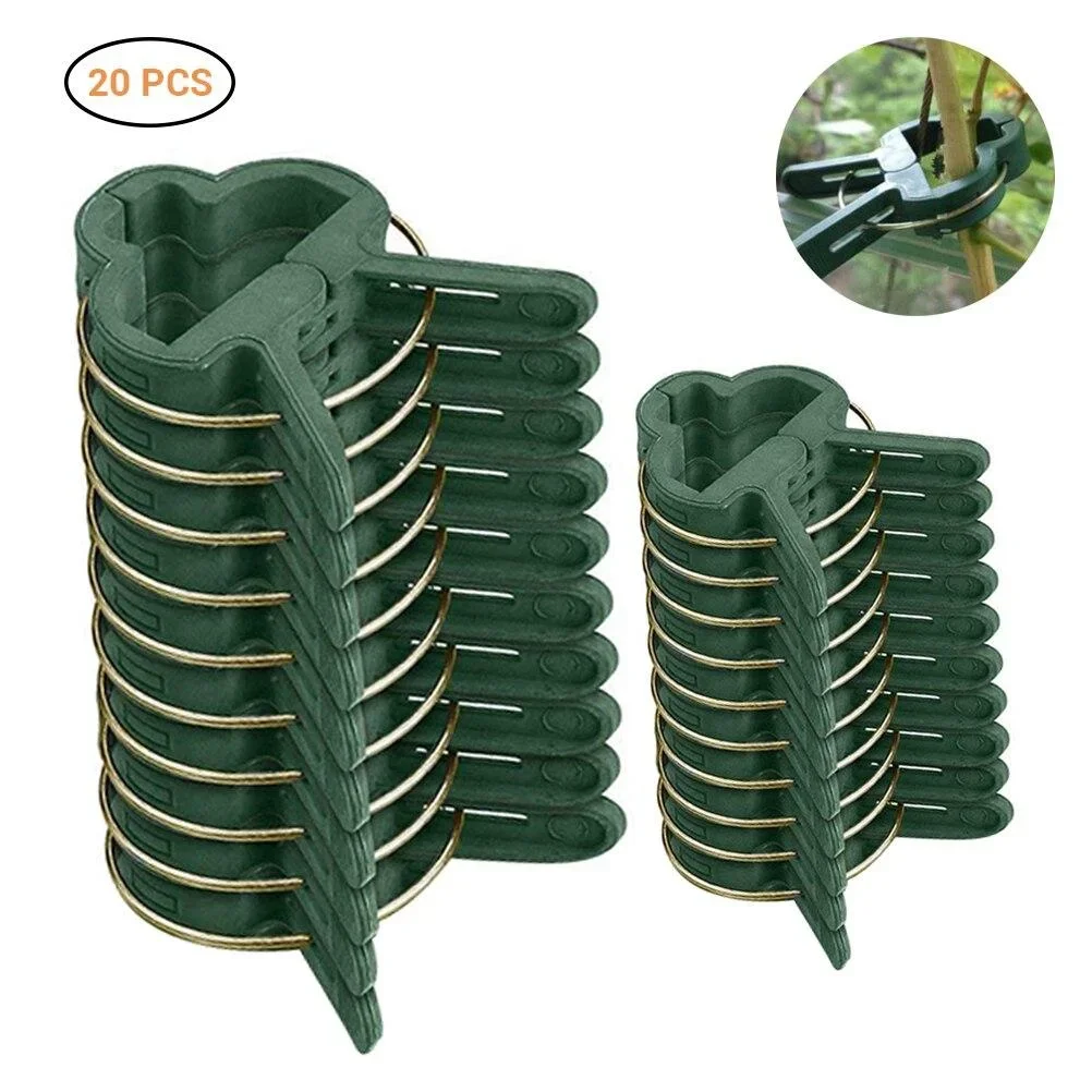 

20pcs Reusable Plastic Plant Support Clips Clamps for Plants Hanging Vine Garden Greenhouse Vegetables Tomatoes