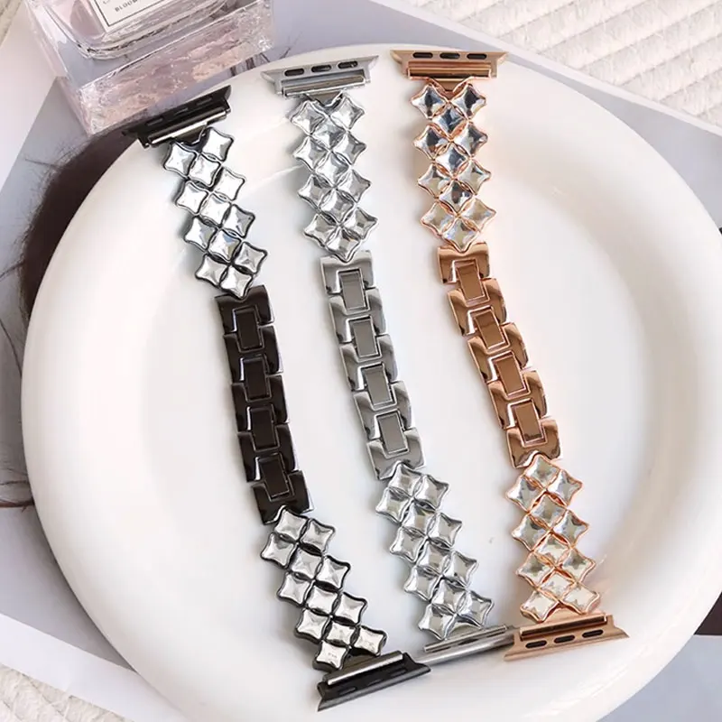 

Diamond Band For Apple Watch Ultra 2 49mm 41mm 45mm Stainless Steel Metal Strap 44mm 40mm Bracelet For iWatch Series 8SE 7 9 5 4