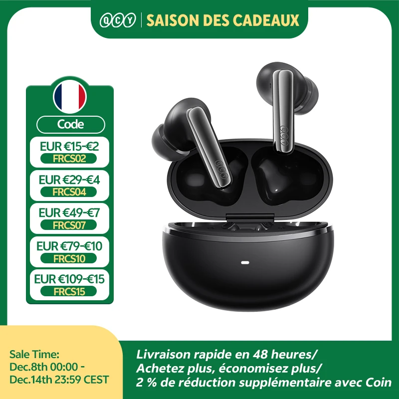 QCY MeloBuds N70 Écouteurs sans fil ANC Bluetooth 6.0, réduction de bruit adaptative, LDAC, audio haute résolution, 6 micros, ENC, 50 h d'autonomie, charge sans fil, détection intra-auriculaire QCY MeloBuds N70 Écouteurs sans fil ANC Bluetooth 6.0, réduction de bruit adaptative, LDAC, audio haute résolution, 6 micros, ENC, 50 h d'autonomie, charge sans fil, détection intra-auriculaire