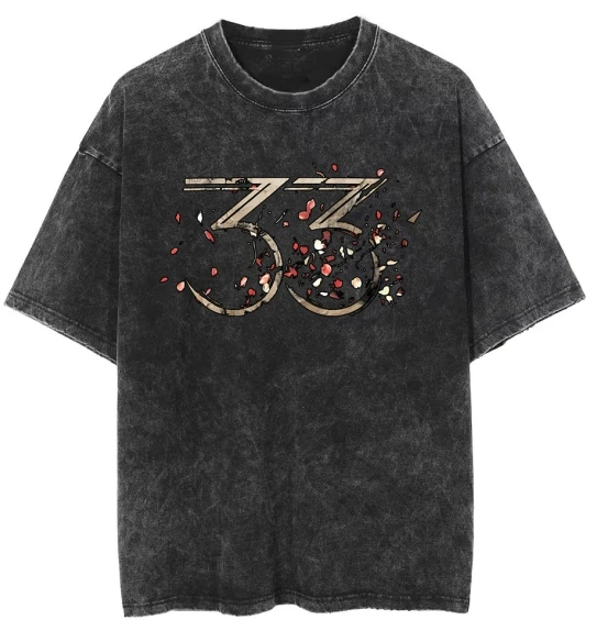 

2025 retro washed old heavy cotton T-Shirt Vintage Washed Expedition 33 game fans suitable Graphic Cotton Casual T shirt