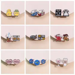 Cartoon Animals 2Pcs/Sets Enamel Pin Creative Capybara Ducks Alpacas Halloween Ghosts Metal Brooch Lapel Badge Wholesale Jewelry