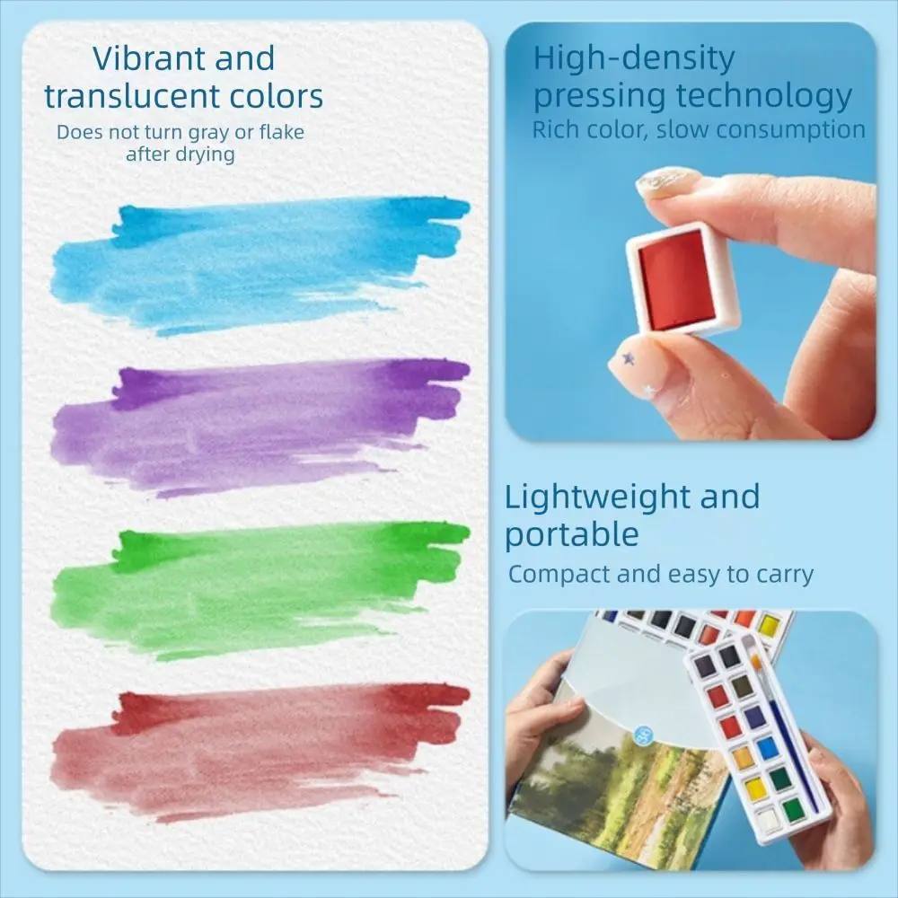 Portable Watercolor Paint Set Solid Watercolor Acuarela Professional Water Color Pigment Kit Professional Pigments