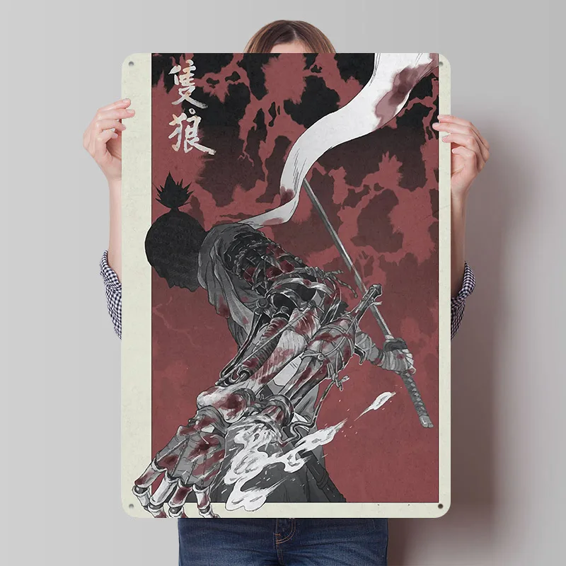 Shadow Dies Twice Ninja Tinplate Poster Customized Wall Art Vintage Metal Signs Retro Tin Plaque for House Decoration Gaming