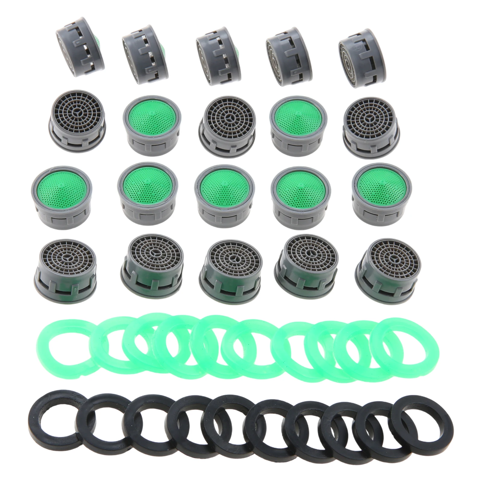 10/12/20pcs 21mm Tap Faucet Aerator for Kitchen Home Cleaning Water Filtering Bathroom Shower Bathtub Filter Mouth Part Green