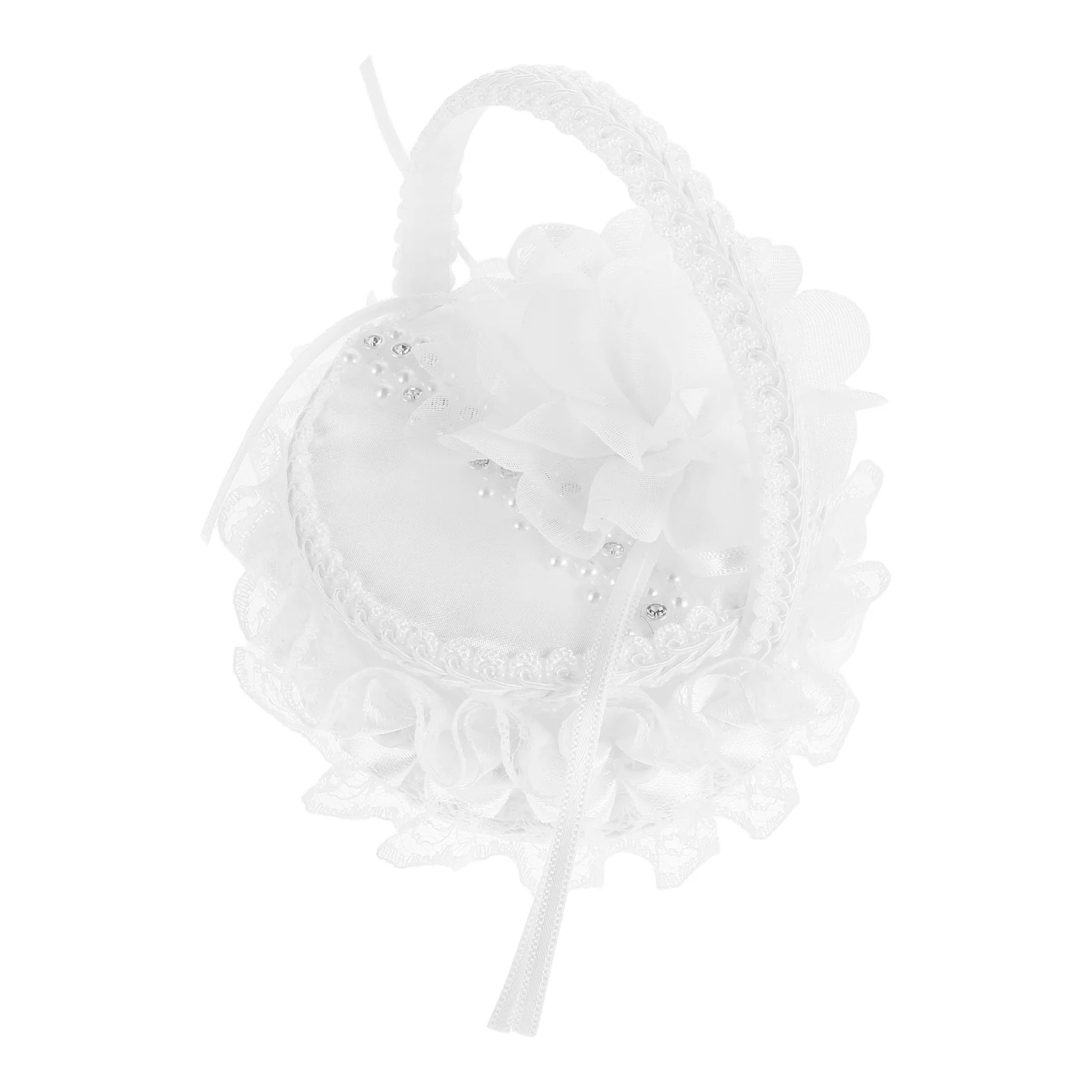 صندوق خاتم زفاف أنيق من الدانتيل الأبيض لملحقات خطوبة فتاة الزهور سلة اقتراح على شكل قماش عالي الجودة من البلاستيك