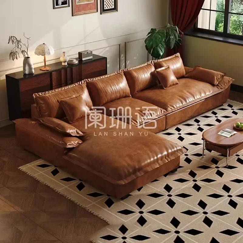 أرائك غرفة المعيشة الجلدية كبيرة الحجم مقعد الحب الشمال الحديثة الحد الأدنى أرائك غرفة المعيشة الاسترخاء Sillon كاما الأثاث العصري #4