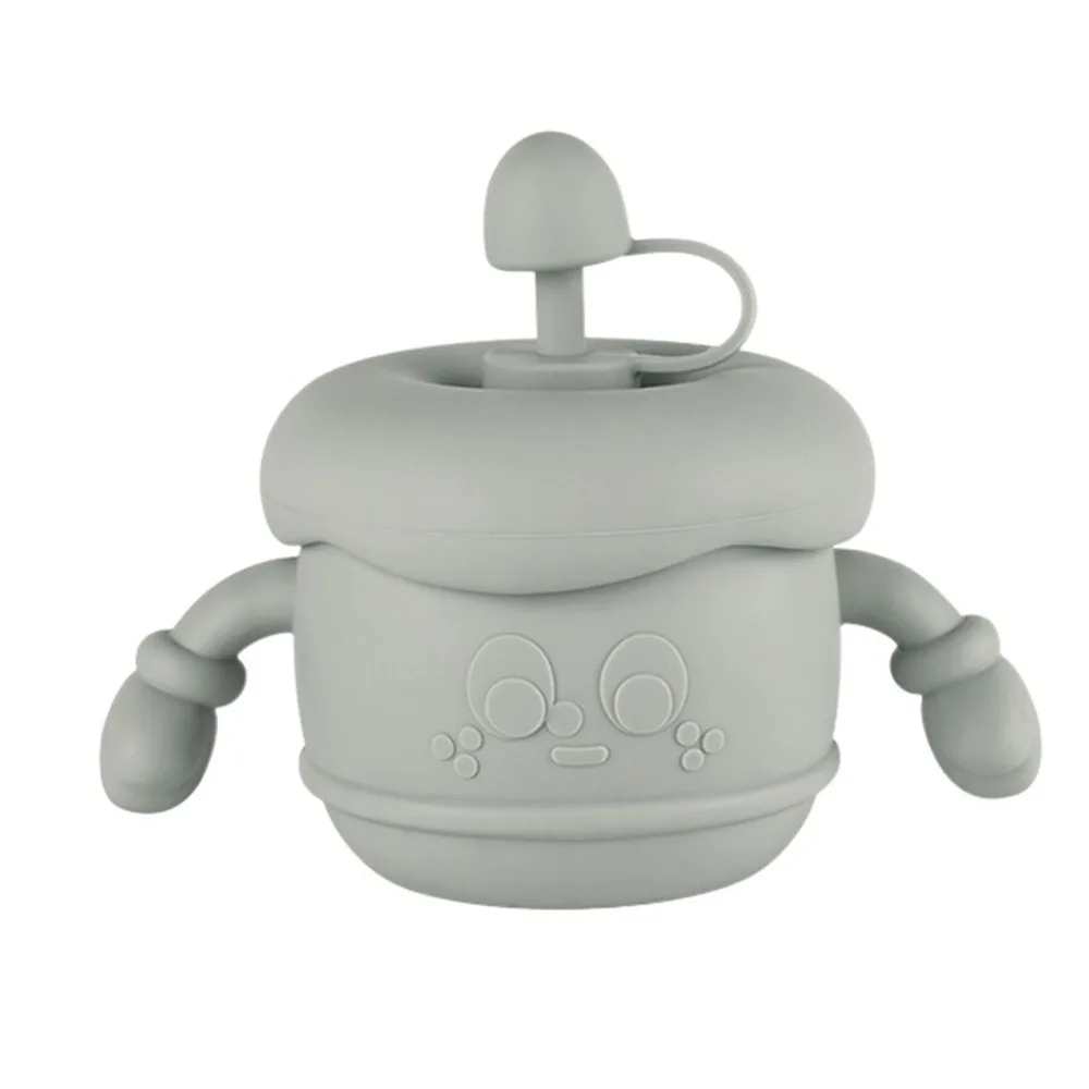 

Креативная детская тренировочная чашка, герметичные мягкие силиконовые чашки-непроливайки для малышей с крышкой, нескользящая ручка, соломенная бутылка для воды для малышей