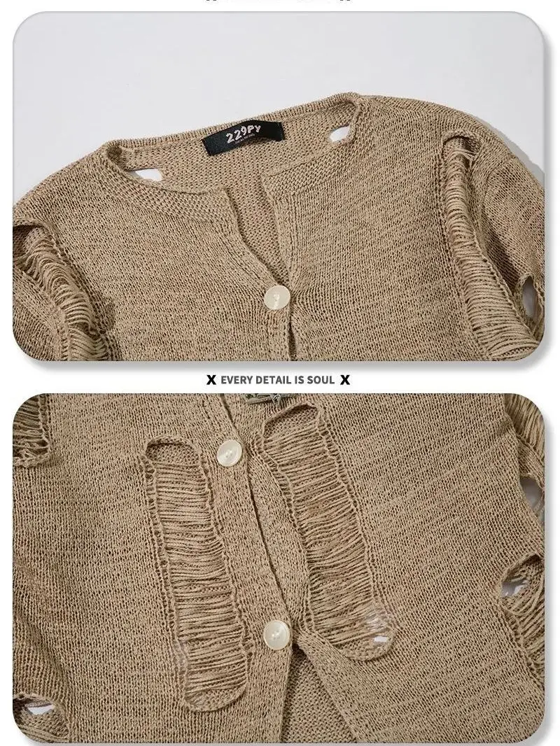 Fresh Two Piece Button Cardigan All Season National Tide Half Open Neck Women's Long Sleeve Knitted Sweater