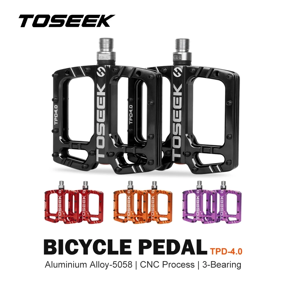 

TOSEEK 4.0 Bicycle Pedal 3 Bearings Aluminum Alloy Bike Pedal Anti-slip Footboard Bearing Quick Release Bike Accessories