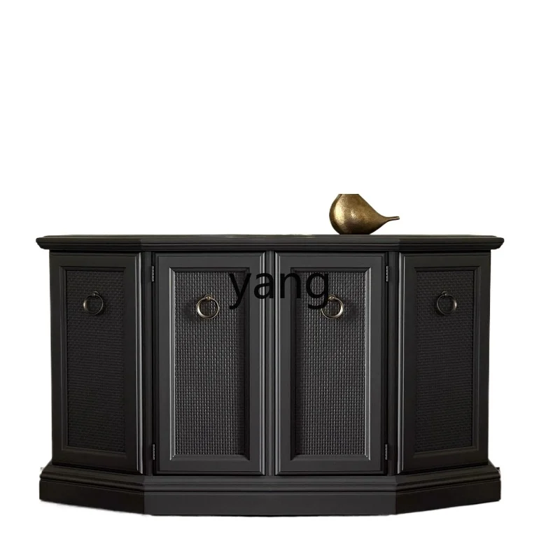 

YHM solid wood entrance multi-functional storage rattan tea cabinet foyer
