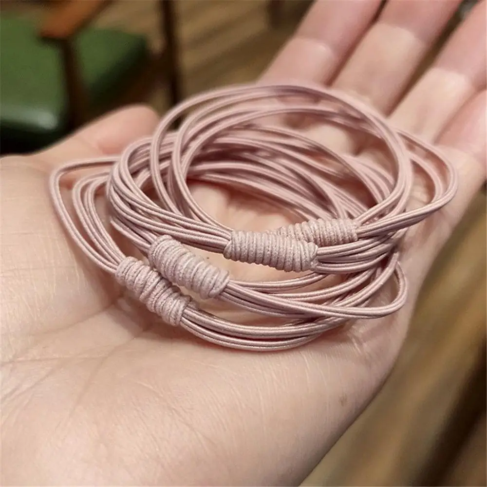 Random Color Concise Girl Women 4 in 1 Hair Ring Hair Tie Rope High Elastic