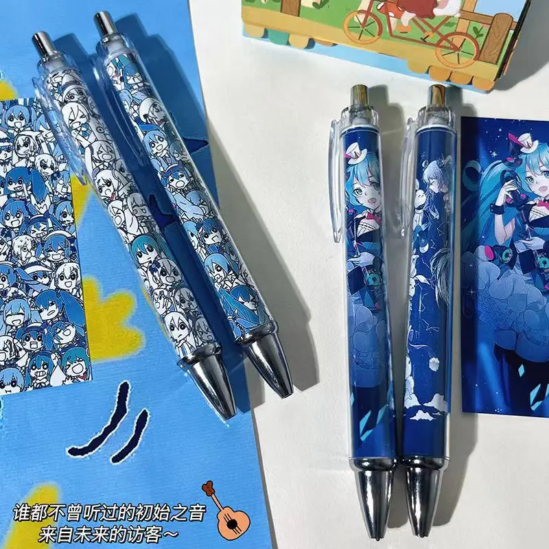 Hatsune Miku Neutral Pen Students 0.5 Black Marker Pen Cartoon Kids Stationery Supplies Office Anime Writing Pen Stationery Gift