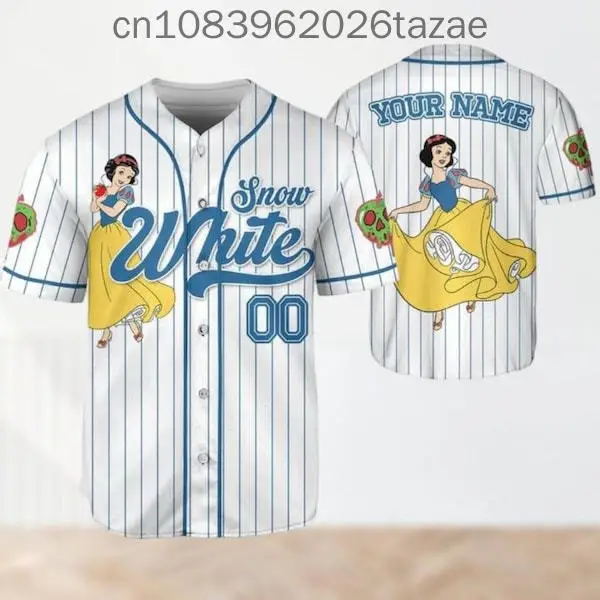 2025 Disney Baseball Shirt, Customizable, 3D Printed Casual Fashion Button Baseball Shirt