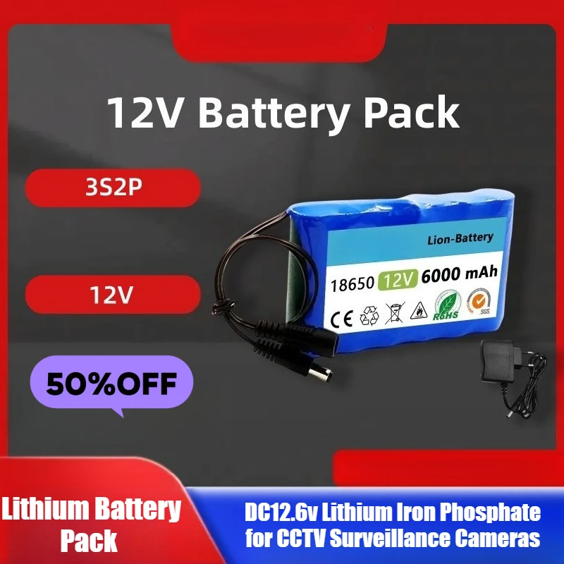 

12V Lithium Battery Pack Capacity DC12.6v Lithium Iron Phosphate for CCTV Surveillance Cameras