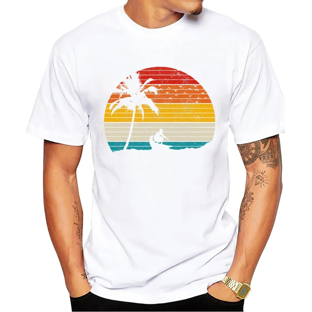 TEEHUB Beach Surf Design Men T-Shirt Retro Surfing Printed T Shirts Short Sleeve Vintage Surfer Tshirts Harajuku Tee