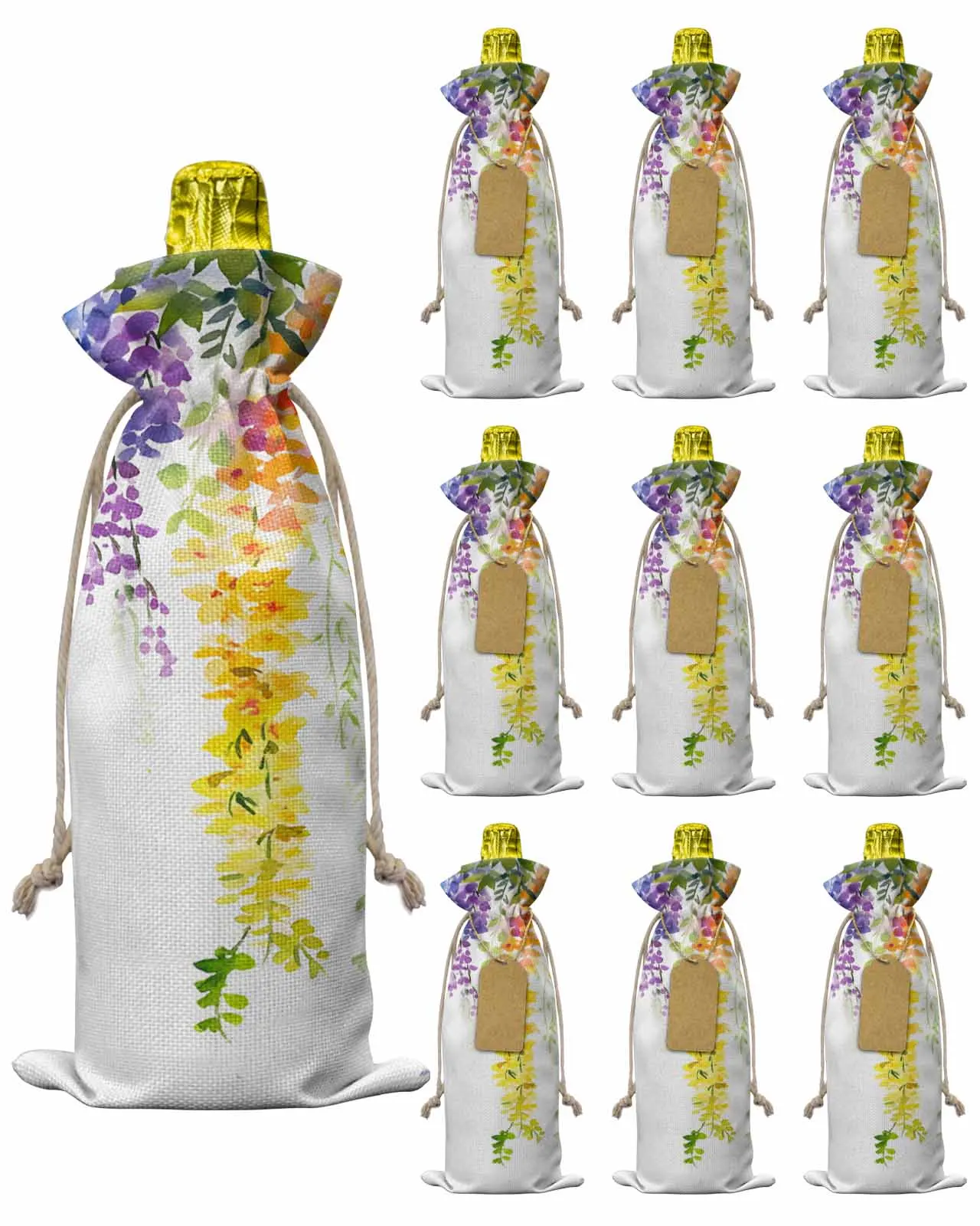 

10pcs Wine Bottle Covers Modernism Flower Vine Plant Wine Holder Carrier Packaging Bag Wedding Party Decor Gift