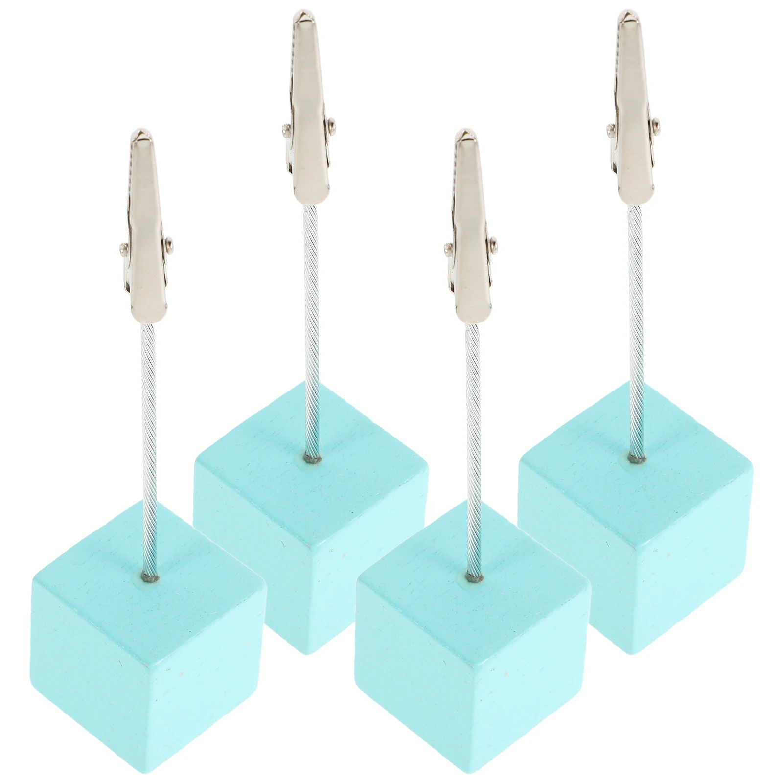 

4 Pcs Memo Folder Paper Clip Holder Note Stand Desktop Photo Sky-blue Holders Name Card