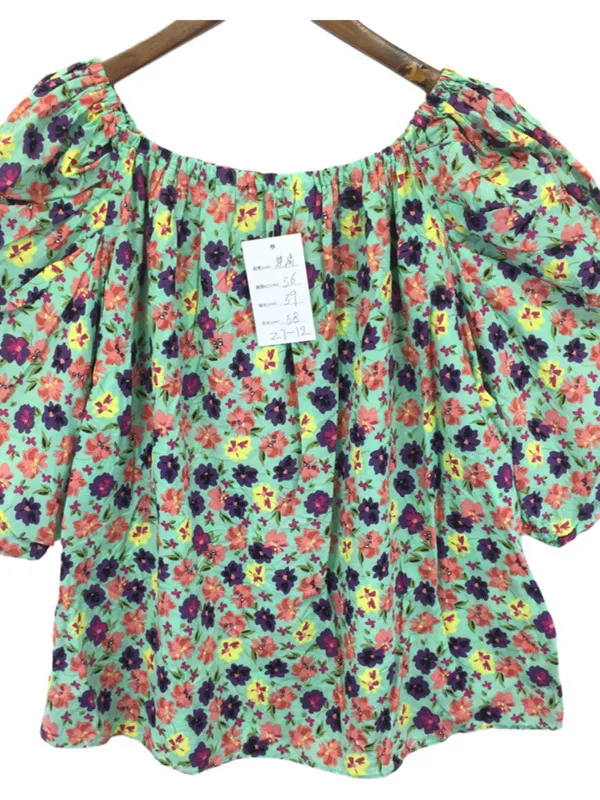 بلوزة نسائية فضفاضة عتيقة من Hipotamus مطبوعة بالزهور وياقة من الدانتيل قطعة فريدة من نوعها بنمط التنقل من ألياف البوليستر...