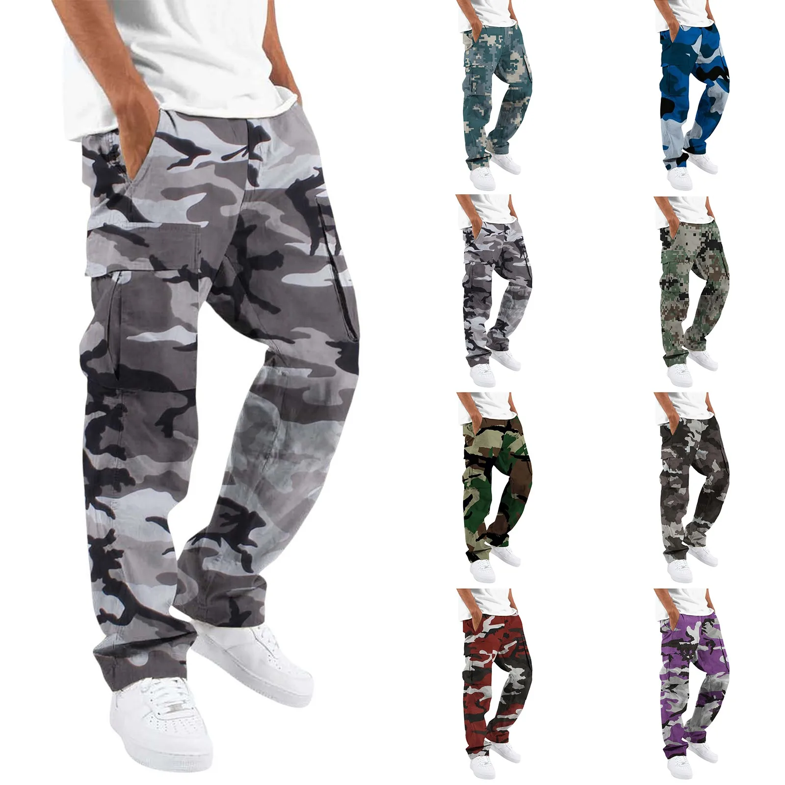 Men's Camouflage Outdoor Tactical Hiking Pant 3D Printed Drawstring Elastic Overalls Daily Holiday Comfortable Pants Streetwear