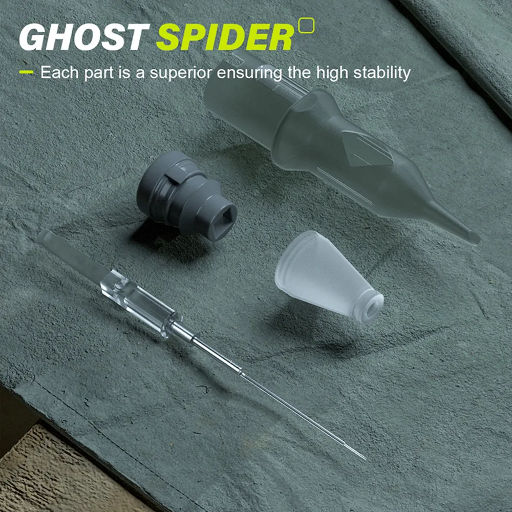 GHOST SPIDER-Agulha de Tatuagem Descartável, RL Professional Esterilizado, Maquiagem Permanente, Agulha de Cartucho Cinza, 20PCs, 0,3mm, 0,35mm