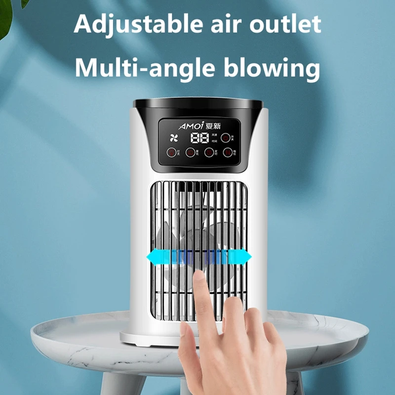Ventilateur Rafraîchisseur d'Air Portable Multifonctionnel, Climatiseur Compact à Air Froid, Humidificateur, Ventilateur de Bureau Naturel pour
